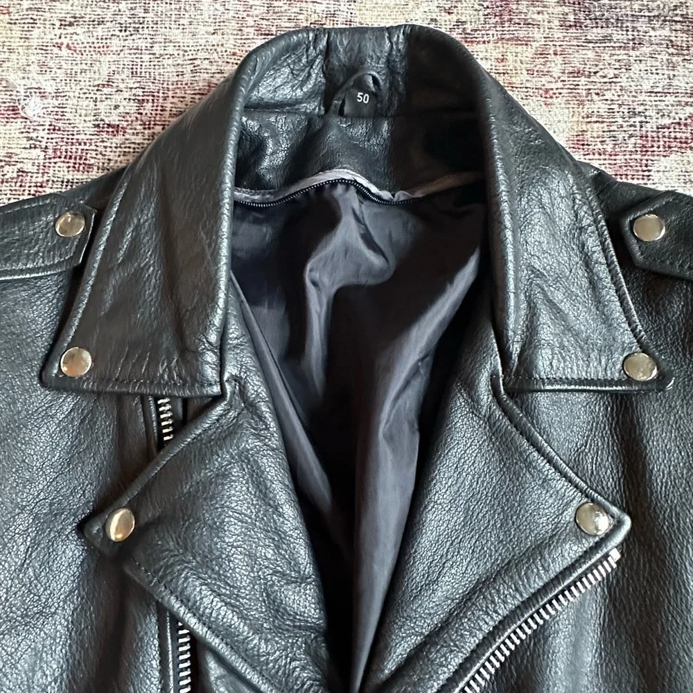 Vintage Leather Moto Biker Jacket